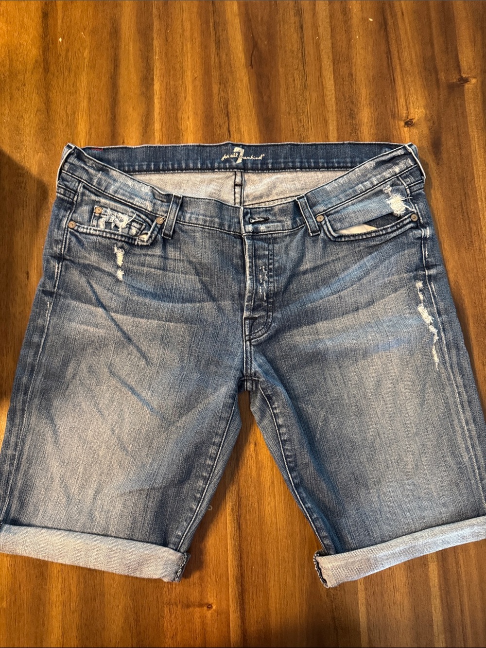 7 For All Mankind medium blue denim shorts